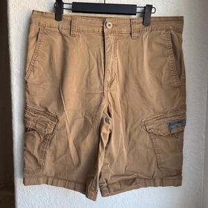Unionbay Y2K Cargo Men 34 Shorts Brown Cotton Blend Multi Pocket Outdoor Casual